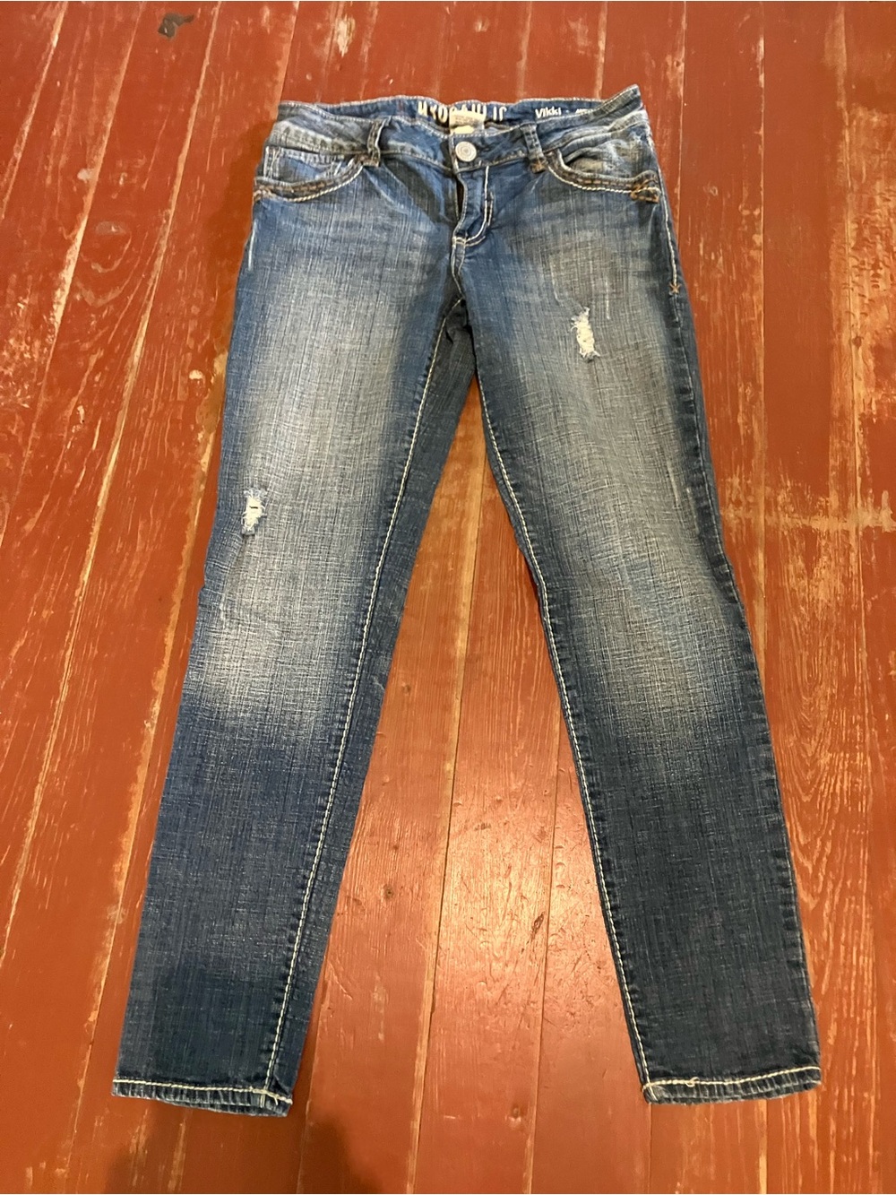 Women's Blue Distressed Slim Jeans